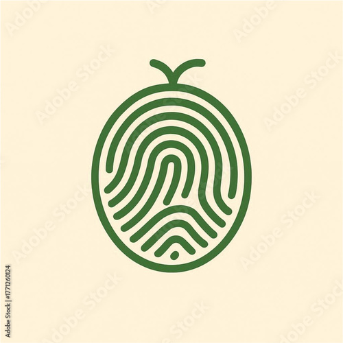 Vector illustration of a circular green maze or labyrinth game with a fingerprint design pattern as a concept icon or symbol for a creative idea