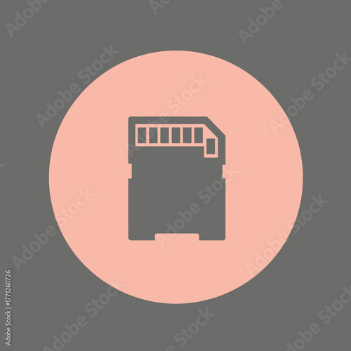 SD memory card icon in minimalist design on pastel background  
