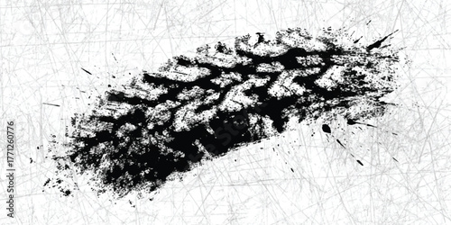 Close-up detailed tread pattern of a car tire tread wear indicator isolated on white background