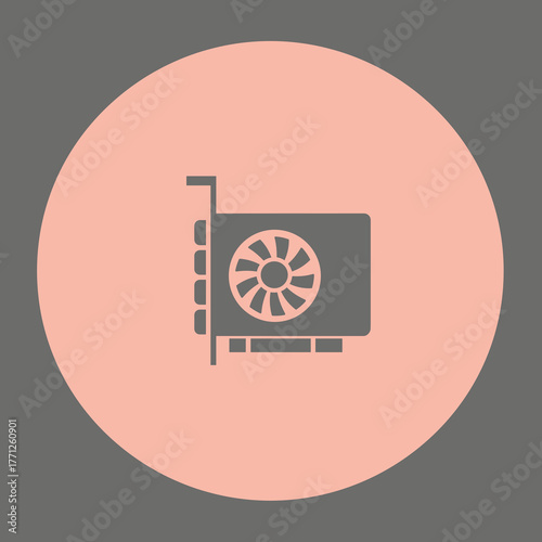 Graphic card icon in modern flat design on pink background  