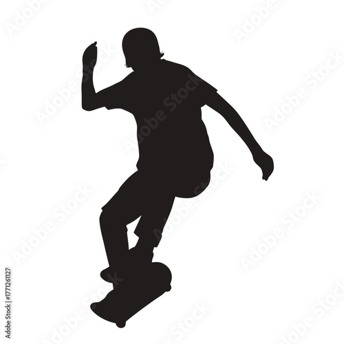 Skateboarder Performing Trick in Mid-Air Silhouette - Skateboarding, Extreme Sport, and Urban Youth