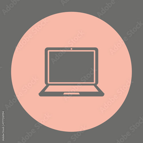 Laptop illustration in minimalist style with neutral colors  
