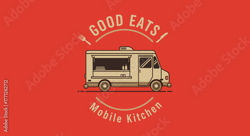 et of food truck festival emblems, badges and design elements