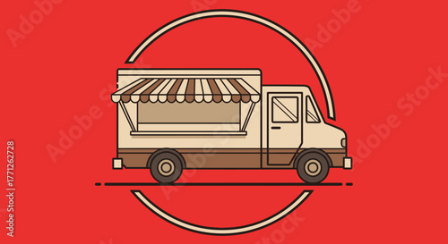 et of food truck festival emblems, badges and design elements