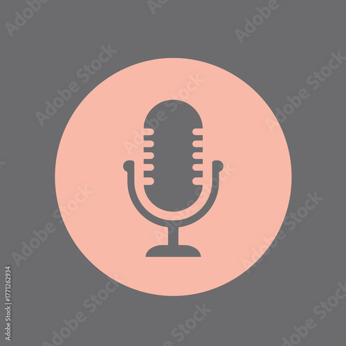 Retro microphone icon on pastel circle background representing digital technology  