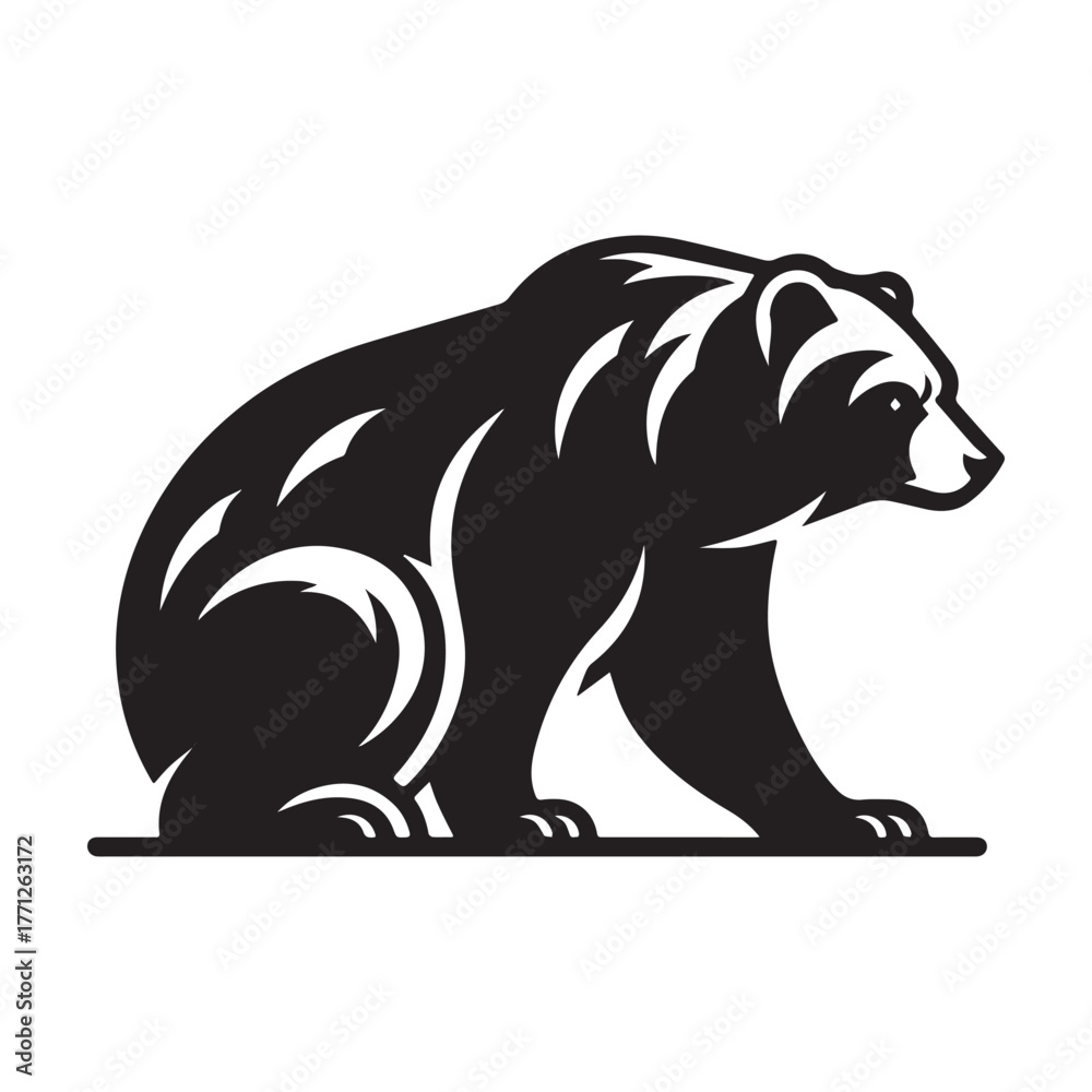 Obraz premium Black Bear Silhouette: A Powerful Symbol of Natures Majesty.