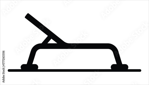Black silhouette of a lounge chair with adjustable backrest on a white background chaise lounge sun lounger