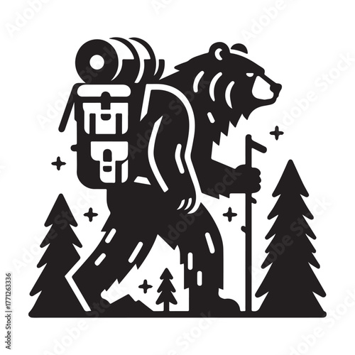 Bear Hiker Silhouette Hiking Outdoors Adventure Nature.