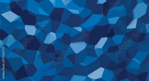Abstract geometric pattern of blue polygons with sharp edges and facets