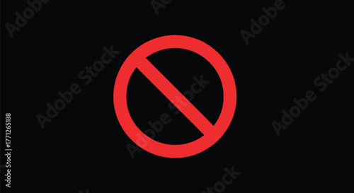 Red prohibition sign on a, symbolizing prohibition or restriction