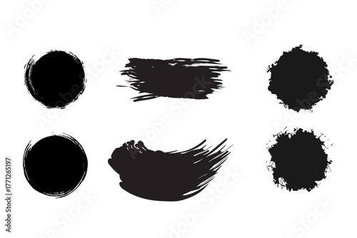 Realistic Ink Brush Strokes Collection  Abstract Grunge Vector Textures