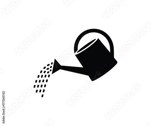 Vector watering can pouring water isolated on white background