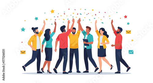People Celebrating Success With Joy, Raising Hands, And Experiencing Blissful Moments