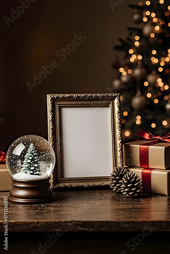 Golden Snow Globe Frame