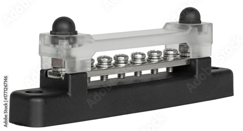 Tableau sur toile Black busbar for electrical connections isolated