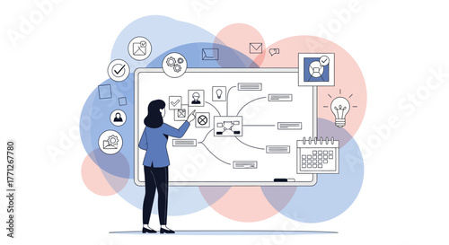 Businesswoman Presenting Strategy Diagram for Effective Planning Development And Action