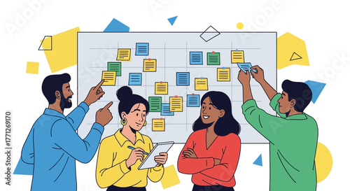 Diverse Team Collaborates on Strategic Planning, Innovative Solutions and Successful Ideas