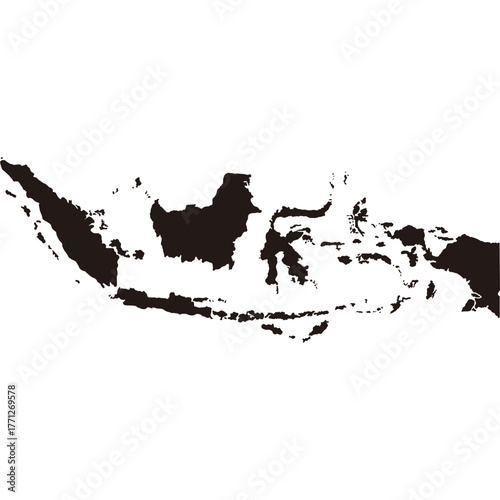 Map of Indonesia silhouette representing the archipelago nation's geographic boundaries