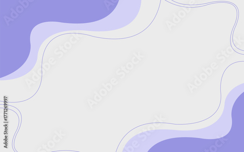 A gentle, aesthetic background featuring abstract, flowing wavy shapes and lines in various shades of lavender and purple on a soft gray field. Ideal for contemporary, social media, or calm-themed