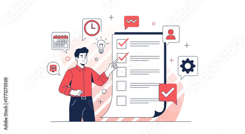 Strategy And Planning Illustration Shows Task Management For Efficient Result Completion