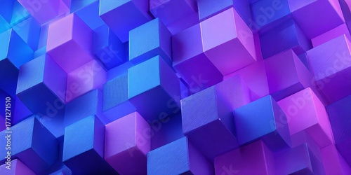 Fototapeta Naklejka Na Ścianę i Meble -  3d Abstract Cubes Purple and Blue