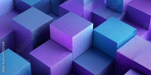 Fototapeta Naklejka Na Ścianę i Meble -  3d Abstract Cubes Purple and Blue