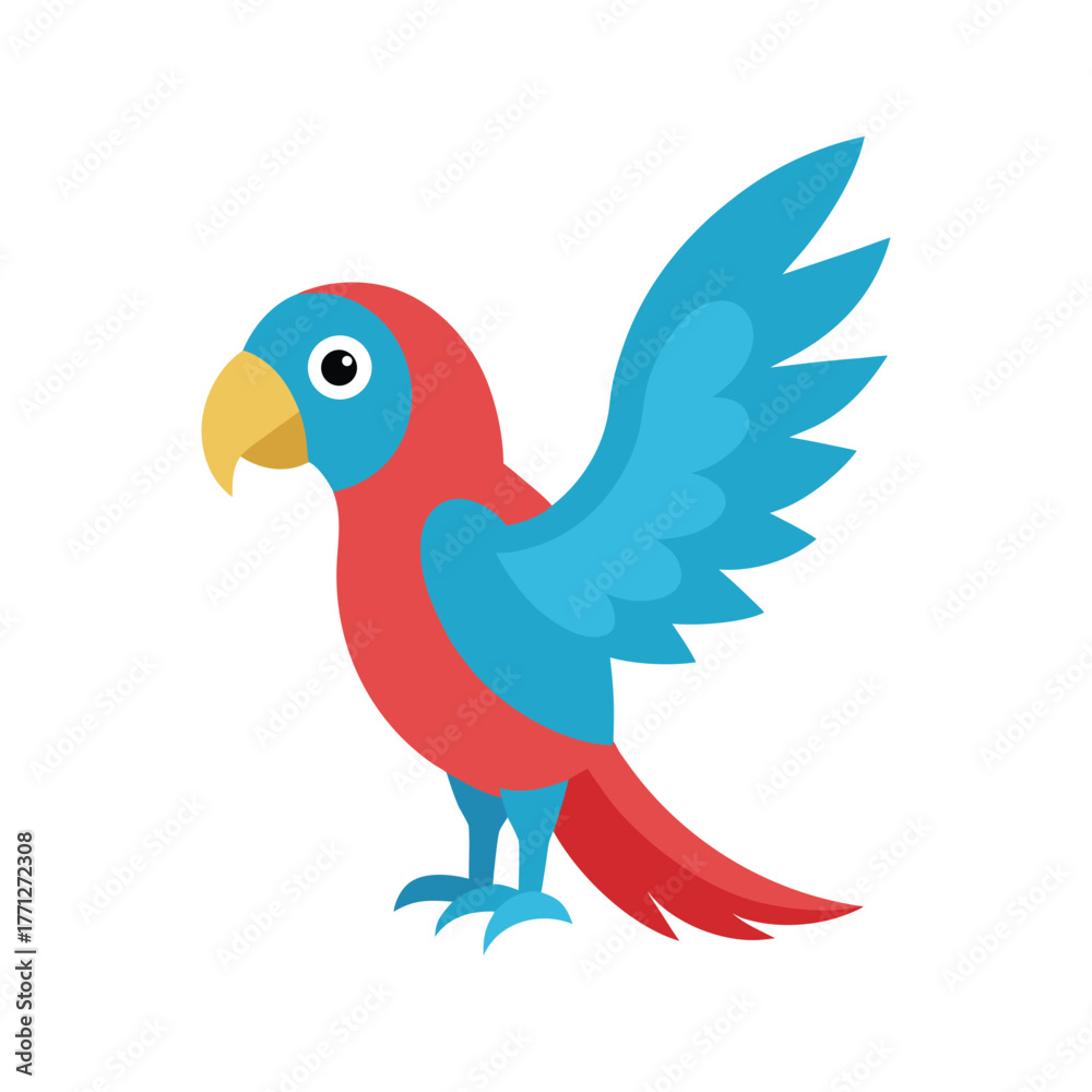 Fototapeta premium standing parrot wave wing flat vector