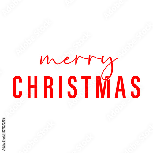 Merry Christmas in red script text svg cut file. Isolated vector illustration.
