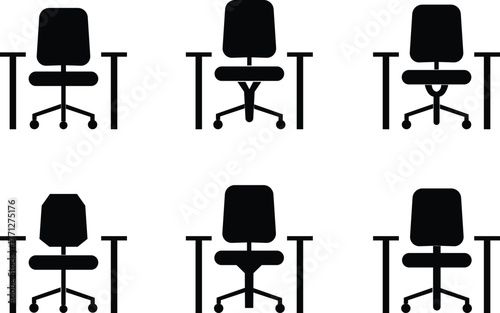 Harmonious icon set, balance, peace, unity, mindfulness, and well-being symbols representing calmness, connection, and spiritual equilibrium for design projects, Logo of modern chair stylized armchair