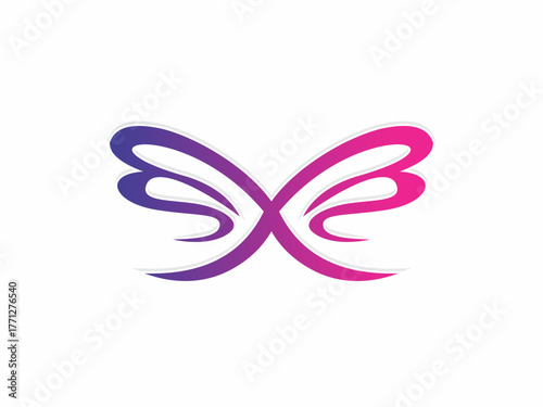 butterfly vector logo. It features a gradient of purple and pink colors.