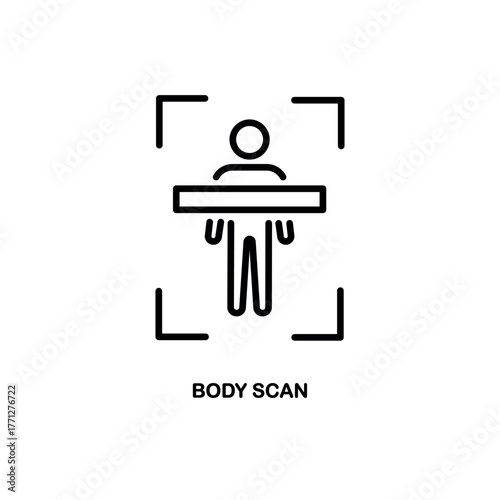 Body scan icon. Thin line body scan icon from ai and future technology collection. Outline vector isolated on white background. Editable body scan symbol can be used web and mobile