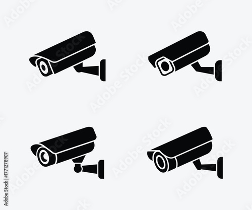 CCTV security camera icon set, Surveillance, Monitoring, and safety vector design