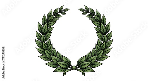 Elegant green laurel wreath with ribbon accent