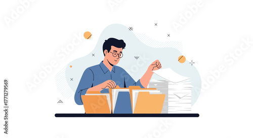 Analyst Conducting Research And Sorting Through Files Is Effective For Analysis Projects