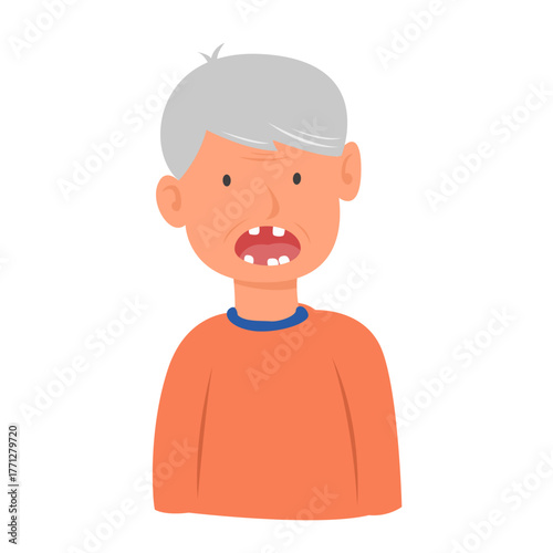Cartoon of Senior Dentures Concept