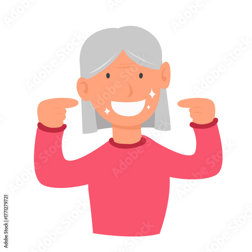 Cartoon of Senior Dentures Concept