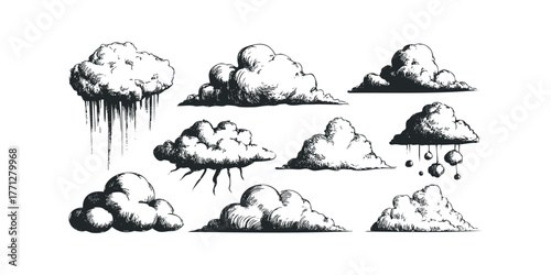 Hand Drawn Collection of Diverse Clouds