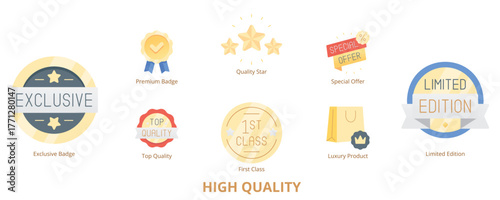 High Quality Flat Banner Web Icon Set Vector Illustration