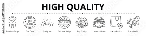 High Quality Line Banner Web Icon Set Vector Illustration