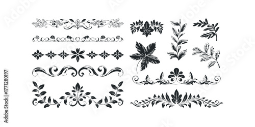 Decorative flourish and leaf elements