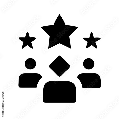 Team of experts with stars for success concept