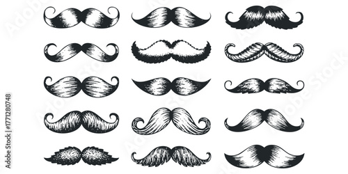 Collection of Hand Drawn Mustache Styles