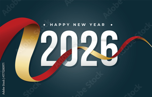 Happy New Year elegant design of colored 2026 logo numbers. Typography for 2026 save the date luxury designs and new year celebration invite. Vector illustration.