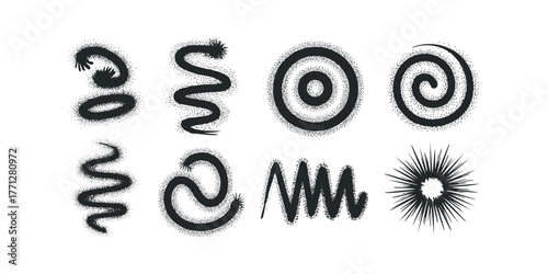 Black Spray Paint Swirls and Geometric Shapes