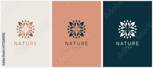 Floral and nature ornament logo symbol template. Minimalist, luxury, royal and elegant logo vector