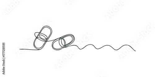 Abstract sketch of two pills and wavy line