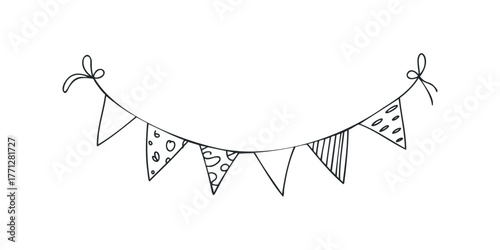 Hand-drawn celebratory garland with playful patterns