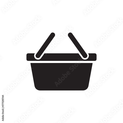 Shopping basket icon over isolated on white background. Vector illustration.