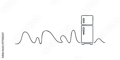 Minimalist Line Drawing of a Refrigerator