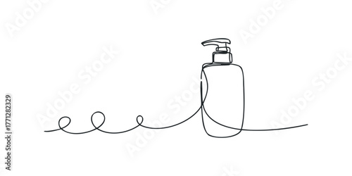 Continuous line drawing of a liquid dispenser bottle